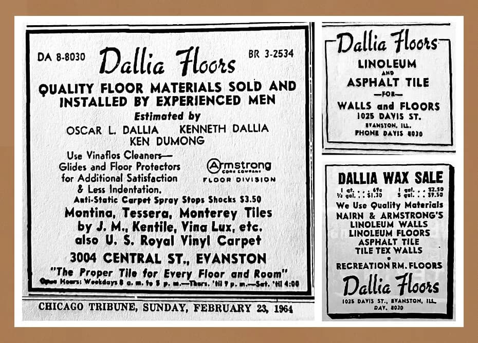 Vintage Dallia Floors newspaper advertisement, Chicago Tribune 1964